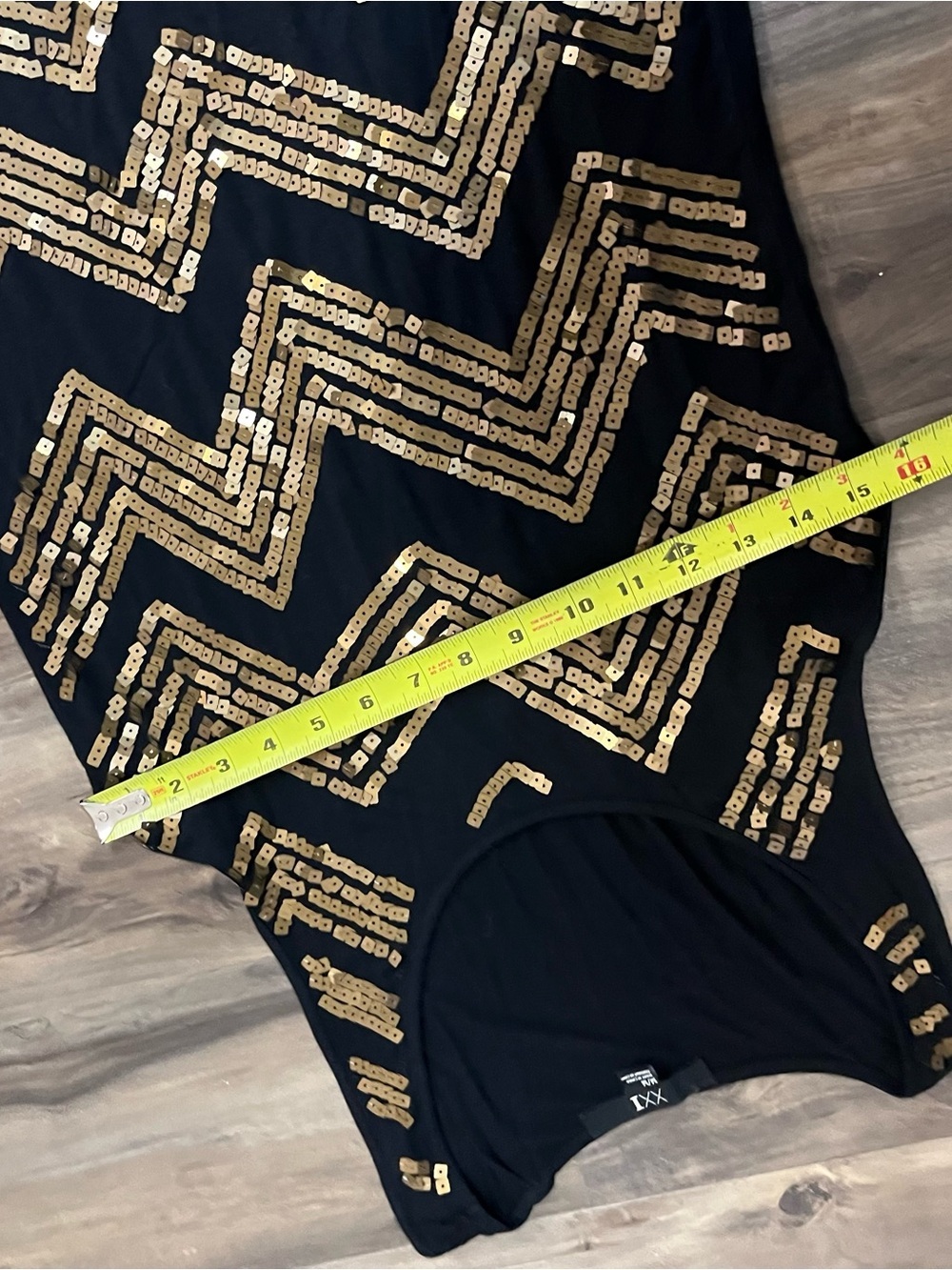 Forever 21 Black Tank with Gold Sequin Chevron Pattern - Picture 2 of 3